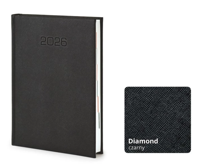 Kalendarz książkowy Diamond A5 - Rozkład Dzienny - Czarny
