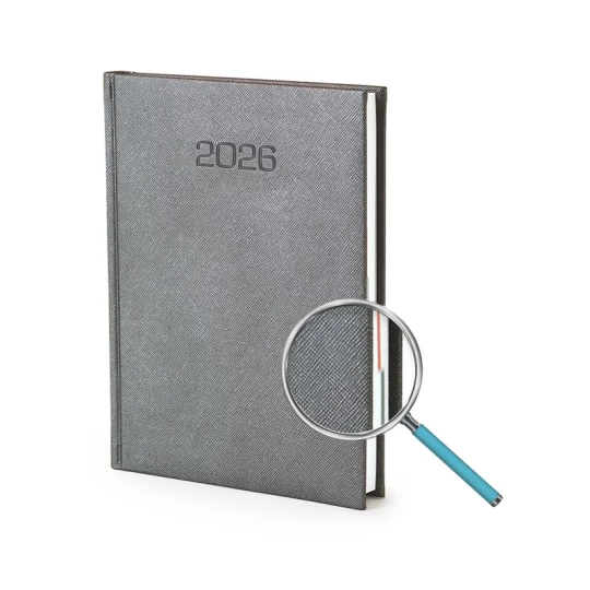 Kalendarz książkowy Diamond A5 - Rozkład Dzienny - Grafitowy