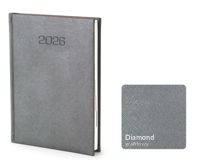 Kalendarz książkowy Diamond A5 - Rozkład Dzienny - Grafitowy