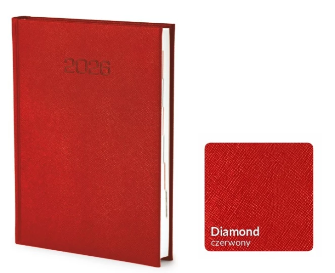 Kalendarz książkowy Diamond A5 - Rozkład Dzienny - Czerwony