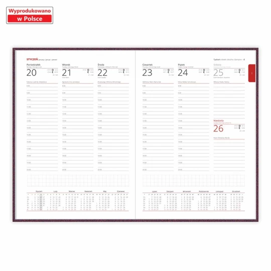 Kalendarz książkowy Velour B5 - Rozkład Tygodniowy - Morski