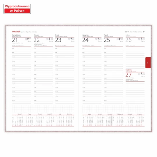 Kalendarz książkowy Diamond B5 - Rozkład Tygodniowy - Grafitowy