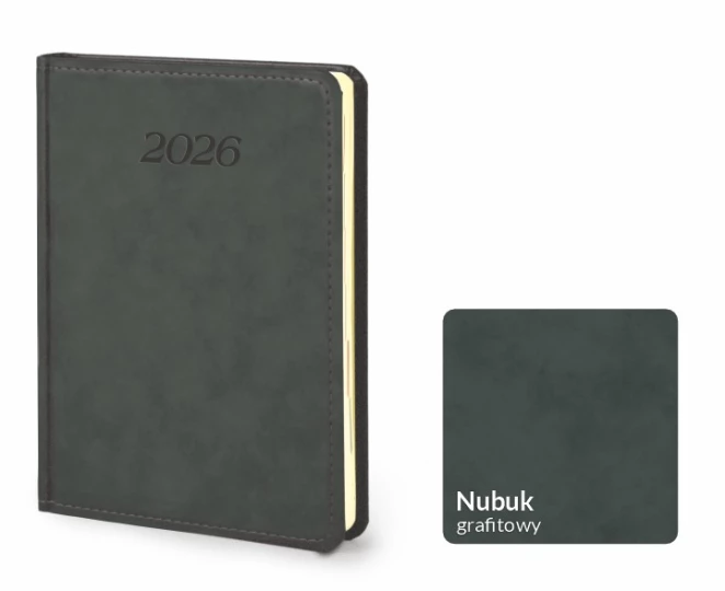 Kalendarz książkowy Nubuk A5 - Rozkład Dzienny - Grafitowy