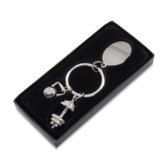 Brelok z motywem sportowym GymKey, srebrny
