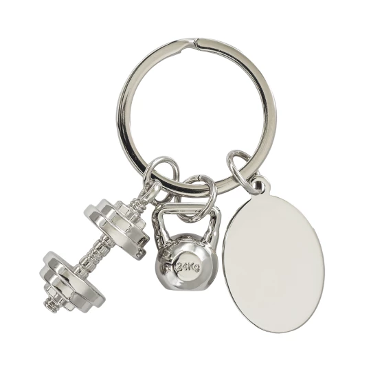 Brelok z motywem sportowym GymKey, srebrny