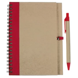 Notes Eco3 z długopisem - Czerwony