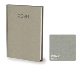 Kalendarz książkowy Velour A5 - Rozkład Dzienny - Szary