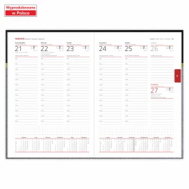 Kalendarz książkowy B5 oprawa łączona - Rozkład Tygodniowy - Czerwony